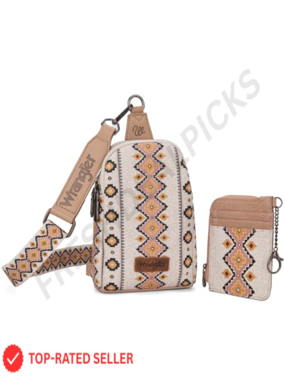 Wrangler Aztec Sling Crossbody Bag with Keychain Wallet Set - Picture 4 of 6